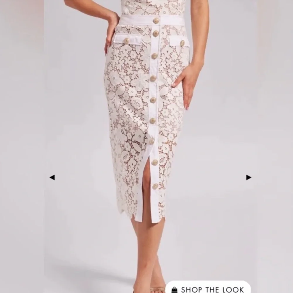 NEW Generation Love Elegant White Lace Button-Down Skirt - Picture 1 of 8